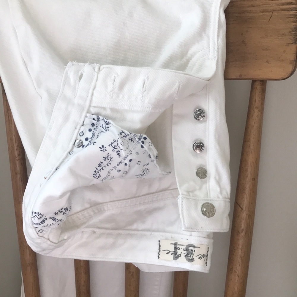 Free People High Rise Straight Flare White Jeans